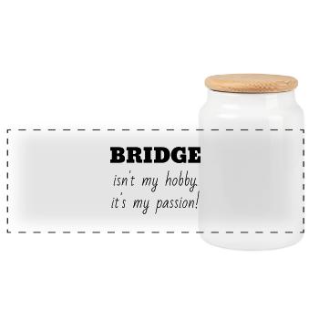Bridge / Kartenspiel / Brettspiel / Whist - Panorama Keksdose mit Holzdeckel - Weiß - Vorne