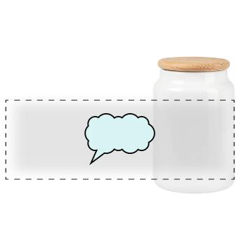 cloud bubble design - Panoramic Cookie Jar with Wooden Lid - white - Front