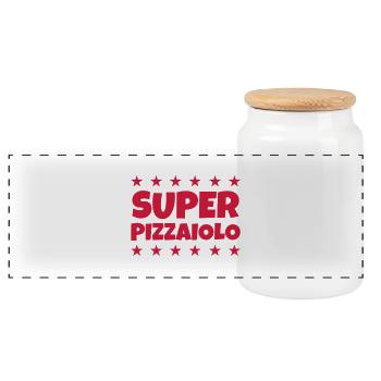 pizza / pizzaiolo / chef / italie / pizzaiola - Boîte à biscuits avec couvercle en bois - blanc - Devant