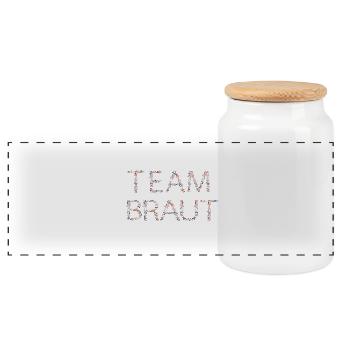 team_braut_flower_1 - Panorama Keksdose mit Holzdeckel - Weiß - Vorne