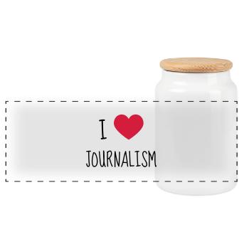 journaliste / journalisme / journal / reporter - Boîte à biscuits avec couvercle en bois - blanc - Devant