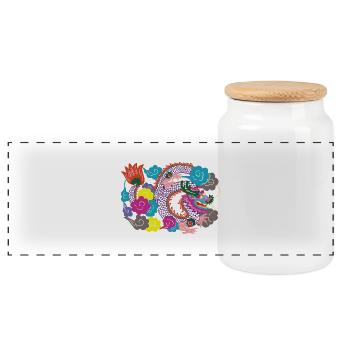Dragon Japon - Boîte à biscuits avec couvercle en bois - blanc - Devant