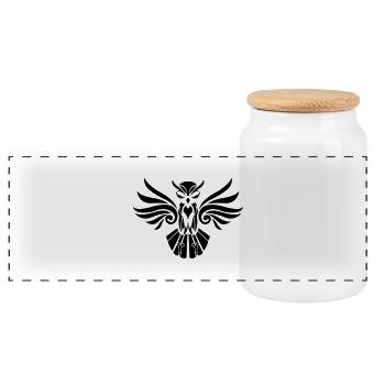 eule_tribal_001 - Boîte à biscuits avec couvercle en bois - blanc - Devant