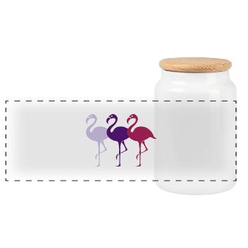 flamingos_001 - Panorama Keksdose mit Holzdeckel - Weiß - Vorne