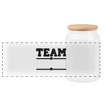 team - Panoramic Cookie Jar with Wooden Lid - white - Front