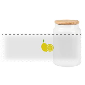 Lemons with saying Easy peasy lemon squeezy - Panoramic Cookie Jar with Wooden Lid - white - Front