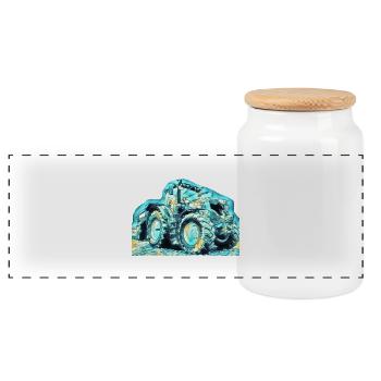 Tracteur - Boîte à biscuits avec couvercle en bois - blanc - Devant