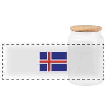 Iceland - Panoramic Cookie Jar with Wooden Lid - white - Front