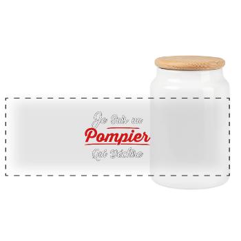 pompier qui dechire - Boîte à biscuits avec couvercle en bois - blanc - Devant