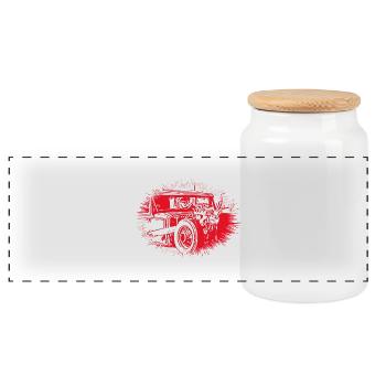 Voiture - Boîte à biscuits avec couvercle en bois - blanc - Devant