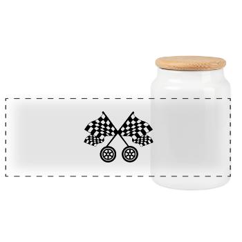 Voiture - Boîte à biscuits avec couvercle en bois - blanc - Devant