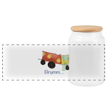 Children's design trucks - Panoramic Cookie Jar with Wooden Lid - white - Front