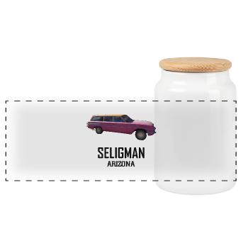 Voiture ancienne, Seligman, Arizona, road 66 USA - Boîte à biscuits avec couvercle en bois - blanc - Devant