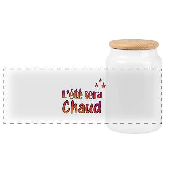 L été sera chaud - Boîte à biscuits avec couvercle en bois - blanc - Devant