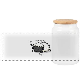 Hitting the hay - Panoramic Cookie Jar with Wooden Lid - white - Front