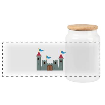Castle - Panoramic Cookie Jar with Wooden Lid - white - Front