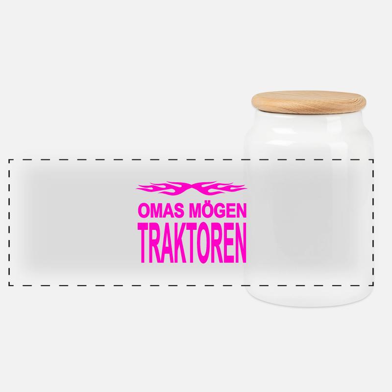 Traktor - Panorama Keksdose mit Holzdeckel - Weiß