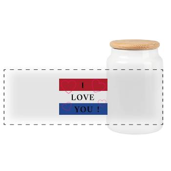 Holland / Niederlande / Pays-Bas Flagge / Drapeau - Panorama Keksdose mit Holzdeckel - Weiß - Vorne