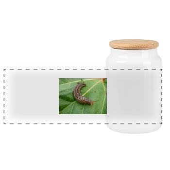 Tigerschnecke auch große graue Schnecke Tigerschnegel - Panorama Keksdose mit Holzdeckel - Weiß - Vorne