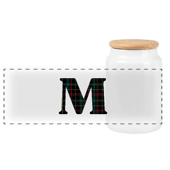 Monogramm m Schottischer Tartan - Panorama Keksdose mit Holzdeckel - Weiß - Vorne