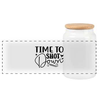 Time to shot down Funny Wine Lover - Panoramic Cookie Jar with Wooden Lid - white - Front
