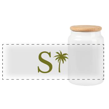 Lettre s vert Palm - Boîte à biscuits avec couvercle en bois - blanc - Devant