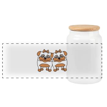 2 chiens carlin filles femmes petites amies équipe filles - Boîte à biscuits avec couvercle en bois - blanc - Devant