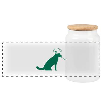 Dog Grill Master Grilling Chef Hat Chef Hunger - Panoramic Cookie Jar with Wooden Lid - white - Front
