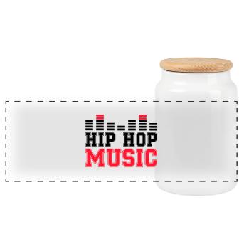 Musique Hip Hop - Boîte à biscuits avec couvercle en bois - blanc - Devant