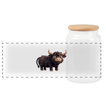 Taurus Comic - Panoramic Cookie Jar with Wooden Lid - white - Front