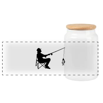 angler - Panoramic Cookie Jar with Wooden Lid - white - Front