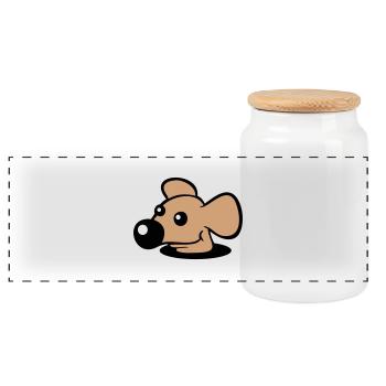 Mouse Big Nose Bottom Hole Mouse Hole Peeps Cute - Panoramic Cookie Jar with Wooden Lid - white - Front