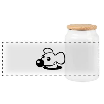 Mouse Big Nose Bottom Hole Mouse Hole Peeps Cute - Panoramic Cookie Jar with Wooden Lid - white - Front