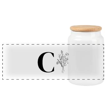 Lette c minimalistische Blumen - Panorama Keksdose mit Holzdeckel - Weiß - Vorne