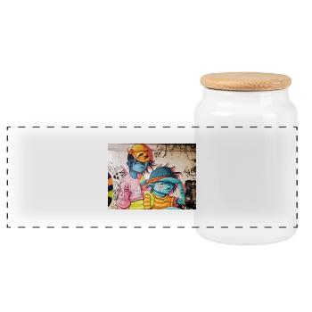 Friends - Panorama Keksdose mit Holzdeckel - Weiß - Vorne