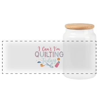 I Can't I'm Quilting Today Sewing Quilter - Panorama Keksdose mit Holzdeckel - Weiß - Vorne