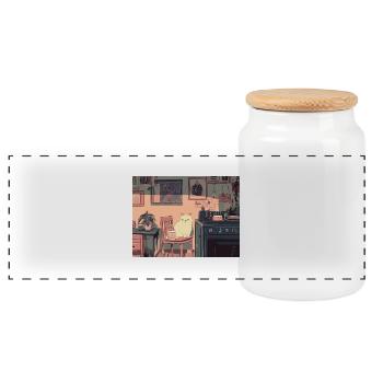 Joyeux anniversaire chat - Boîte à biscuits avec couvercle en bois - blanc - Devant