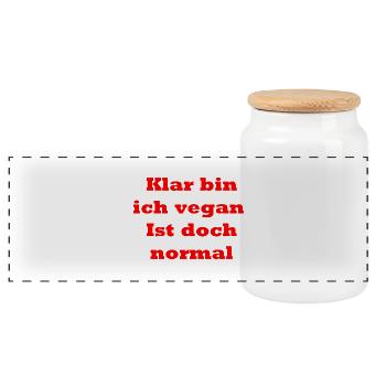 Klar bin ich vegan - Panorama Keksdose mit Holzdeckel - Weiß - Vorne