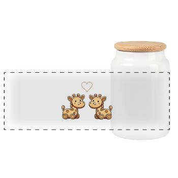 holz giraffe paar - Panorama Keksdose mit Holzdeckel - Weiß - Vorne