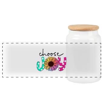 choose joy - Panoramic Cookie Jar with Wooden Lid - white - Front