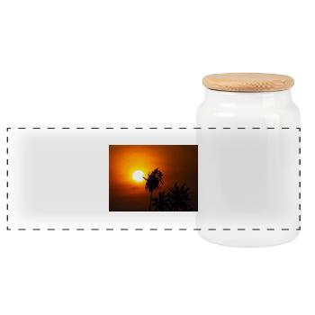 main de la nature sur le soleil - Boîte à biscuits avec couvercle en bois - blanc - Devant