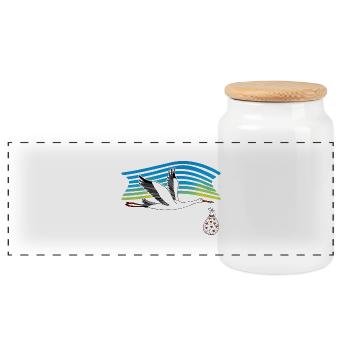 Bird - Panoramic Cookie Jar with Wooden Lid - white - Front
