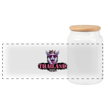 Thaïlande 2025 Alpaga - Boîte à biscuits avec couvercle en bois - blanc - Devant