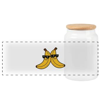 banane sonnenbrille 2 - Panorama Keksdose mit Holzdeckel - Weiß - Vorne