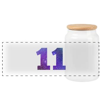 Numéro 11 galaxie - Boîte à biscuits avec couvercle en bois - blanc - Devant