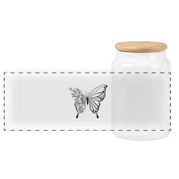 Papillon - Boîte à biscuits avec couvercle en bois - blanc - Devant