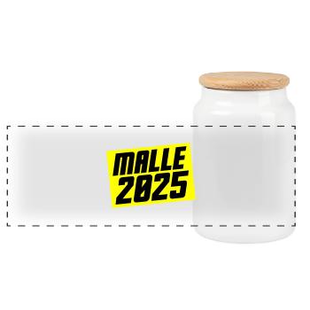 Malle 2025 - Panorama Keksdose mit Holzdeckel - Weiß - Vorne