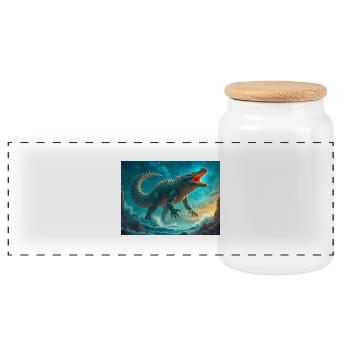 Cipactli, monstre de création aztèque de primordial - Boîte à biscuits avec couvercle en bois - blanc - Devant