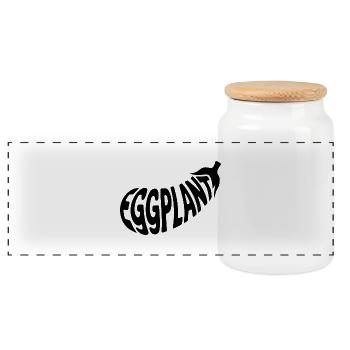 aubergine - Logo de légume cool - Boîte à biscuits avec couvercle en bois - blanc - Devant