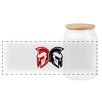 Symbole spartiate Équipe Gladiator - Boîte à biscuits avec couvercle en bois - blanc - Devant
